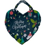 Merry Christmas, Happy New Year, Christmas Seamless Texture Giant Heart Shaped Tote