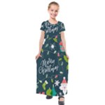 Merry Christmas, Happy New Year, Christmas Seamless Texture Kids  Short Sleeve Maxi Dress