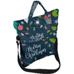 Merry Christmas, Happy New Year, Christmas Seamless Texture Fold Over Handle Tote Bag