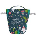 Merry Christmas, Happy New Year, Christmas Seamless Texture Drawstring Bucket Bag