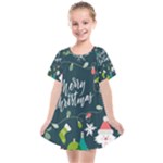 Merry Christmas, Happy New Year, Christmas Seamless Texture Kids  Smock Dress