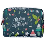 Merry Christmas, Happy New Year, Christmas Seamless Texture Make Up Pouch (Medium)