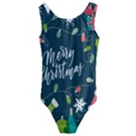 Merry Christmas, Happy New Year, Christmas Seamless Texture Kids  Cut-Out Back One Piece Swimsuit