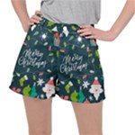 Merry Christmas, Happy New Year, Christmas Seamless Texture Women s Ripstop Shorts