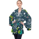 Merry Christmas, Happy New Year, Christmas Seamless Texture Long Sleeve Velvet Kimono 