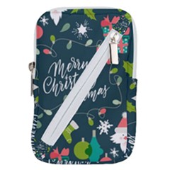 Merry Christmas, Happy New Year, Christmas Seamless Texture Belt Pouch Bag (Small) from ArtsNow.com