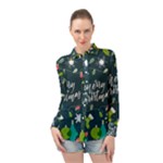 Merry Christmas, Happy New Year, Christmas Seamless Texture Long Sleeve Chiffon Shirt