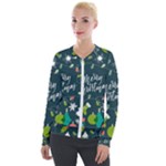 Merry Christmas, Happy New Year, Christmas Seamless Texture Velvet Zip Up Jacket