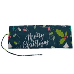 Merry Christmas, Happy New Year, Christmas Seamless Texture Roll Up Canvas Pencil Holder (S) from ArtsNow.com