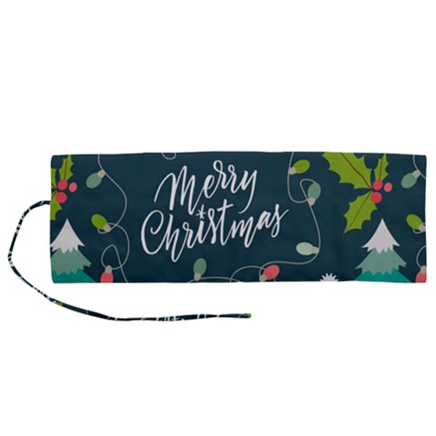 Merry Christmas, Happy New Year, Christmas Seamless Texture Roll Up Canvas Pencil Holder (M) from ArtsNow.com