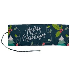 Merry Christmas, Happy New Year, Christmas Seamless Texture Roll Up Canvas Pencil Holder (M) from ArtsNow.com