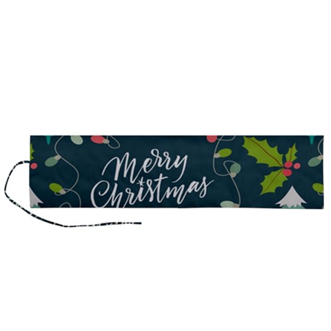 Merry Christmas, Happy New Year, Christmas Seamless Texture Roll Up Canvas Pencil Holder (L) from ArtsNow.com