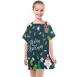 Merry Christmas, Happy New Year, Christmas Seamless Texture Kids  One Piece Chiffon Dress