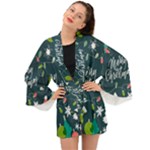 Merry Christmas, Happy New Year, Christmas Seamless Texture Long Sleeve Kimono