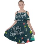 Merry Christmas, Happy New Year, Christmas Seamless Texture Cut Out Shoulders Dress