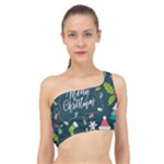 Merry Christmas, Happy New Year, Christmas Seamless Texture Spliced Up Bikini Top 