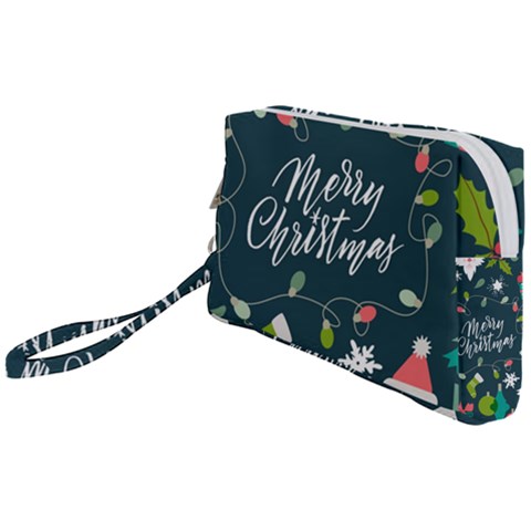 Merry Christmas, Happy New Year, Christmas Seamless Texture Wristlet Pouch Bag (Small) from ArtsNow.com