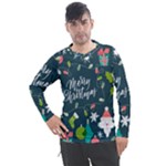 Merry Christmas, Happy New Year, Christmas Seamless Texture Men s Pique Long Sleeve T-Shirt