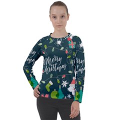 Merry Christmas, Happy New Year, Christmas Seamless Texture Women s Long Sleeve Raglan T