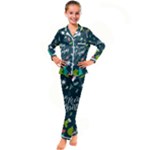 Merry Christmas, Happy New Year, Christmas Seamless Texture Kids  Satin Long Sleeve Pajamas Set