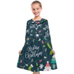 Merry Christmas, Happy New Year, Christmas Seamless Texture Kids  Midi Sailor Dress