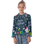 Merry Christmas, Happy New Year, Christmas Seamless Texture Kids  Frill Detail T-Shirt