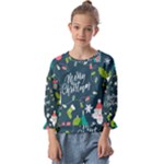 Merry Christmas, Happy New Year, Christmas Seamless Texture Kids  Cuff Sleeve Top