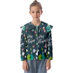 Merry Christmas, Happy New Year, Christmas Seamless Texture Kids  Peter Pan Collar Blouse