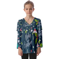 Kids  V Neck Casual Top 