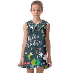 Kids  Pilgrim Collar Ruffle Hem Dress 