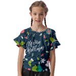 Merry Christmas, Happy New Year, Christmas Seamless Texture Kids  Cut Out Flutter Sleeves