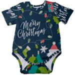 Merry Christmas, Happy New Year, Christmas Seamless Texture Baby Short Sleeve Bodysuit