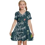 Merry Christmas, Happy New Year, Christmas Seamless Texture Kids  Short Sleeve Tiered Mini Dress