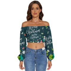 Long Sleeve Crinkled Weave Crop Top 