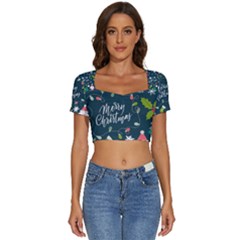 Short Sleeve Square Neckline Crop Top  