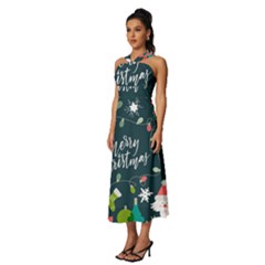 Sleeveless Cross Front Cocktail Midi Chiffon Dress 