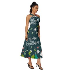 Sleeveless Cross Front Cocktail Midi Chiffon Dress 