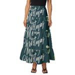 Merry Christmas, Happy New Year, Christmas Seamless Texture Tiered Ruffle Maxi Skirt