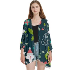 Open Front 3/4 Sleeve Batwing Chiffon Cardigan Kimono 