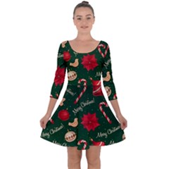 Quarter Sleeve Skater Dress 