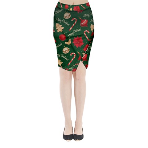 Merry Christmas Midi Wrap Pencil Skirt from ArtsNow.com