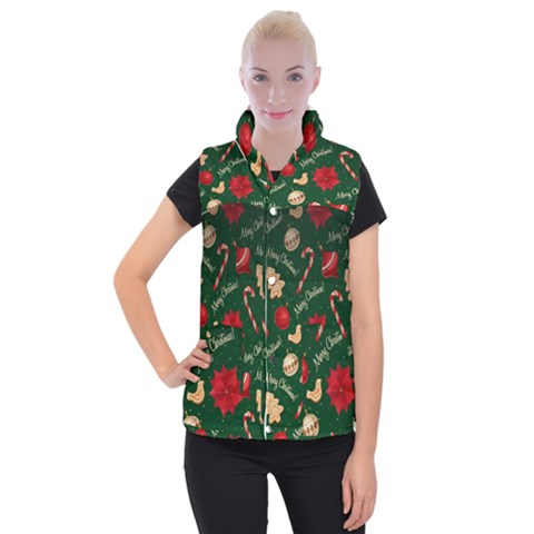 Merry Christmas Women s Button Up Vest from ArtsNow.com