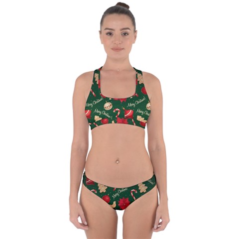 Merry Christmas Cross Back Hipster Bikini Set from ArtsNow.com