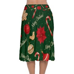 Velvet Flared Midi Skirt 