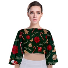 Tie Back Butterfly Sleeve Chiffon Top 