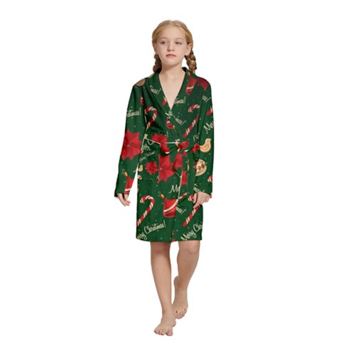 Merry Christmas Kids  Long Sleeve Velvet Lounge Robe from ArtsNow.com