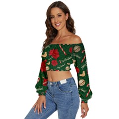 Long Sleeve Crinkled Weave Crop Top 