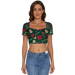 Short Sleeve Square Neckline Crop Top  