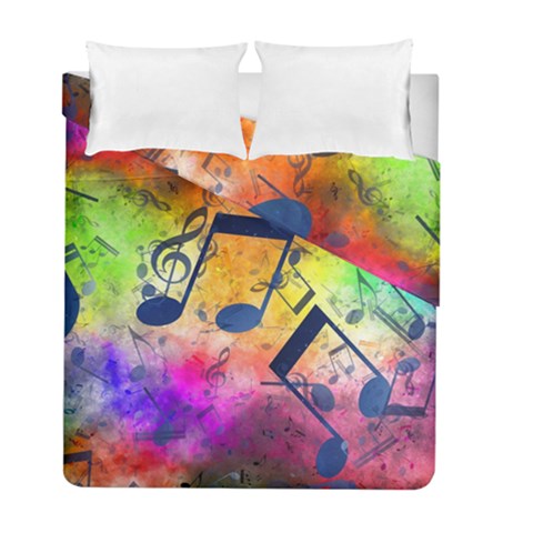 Music Texture, Grunge Music Background Duvet Cover Double Side (Full/ Double Size) from ArtsNow.com