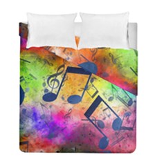 Music Texture, Grunge Music Background Duvet Cover Double Side (Full/ Double Size) from ArtsNow.com